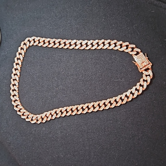 Brand New Rose Bling Bling Cuban Link Decorative Dog Collar - Picture 2 of 9